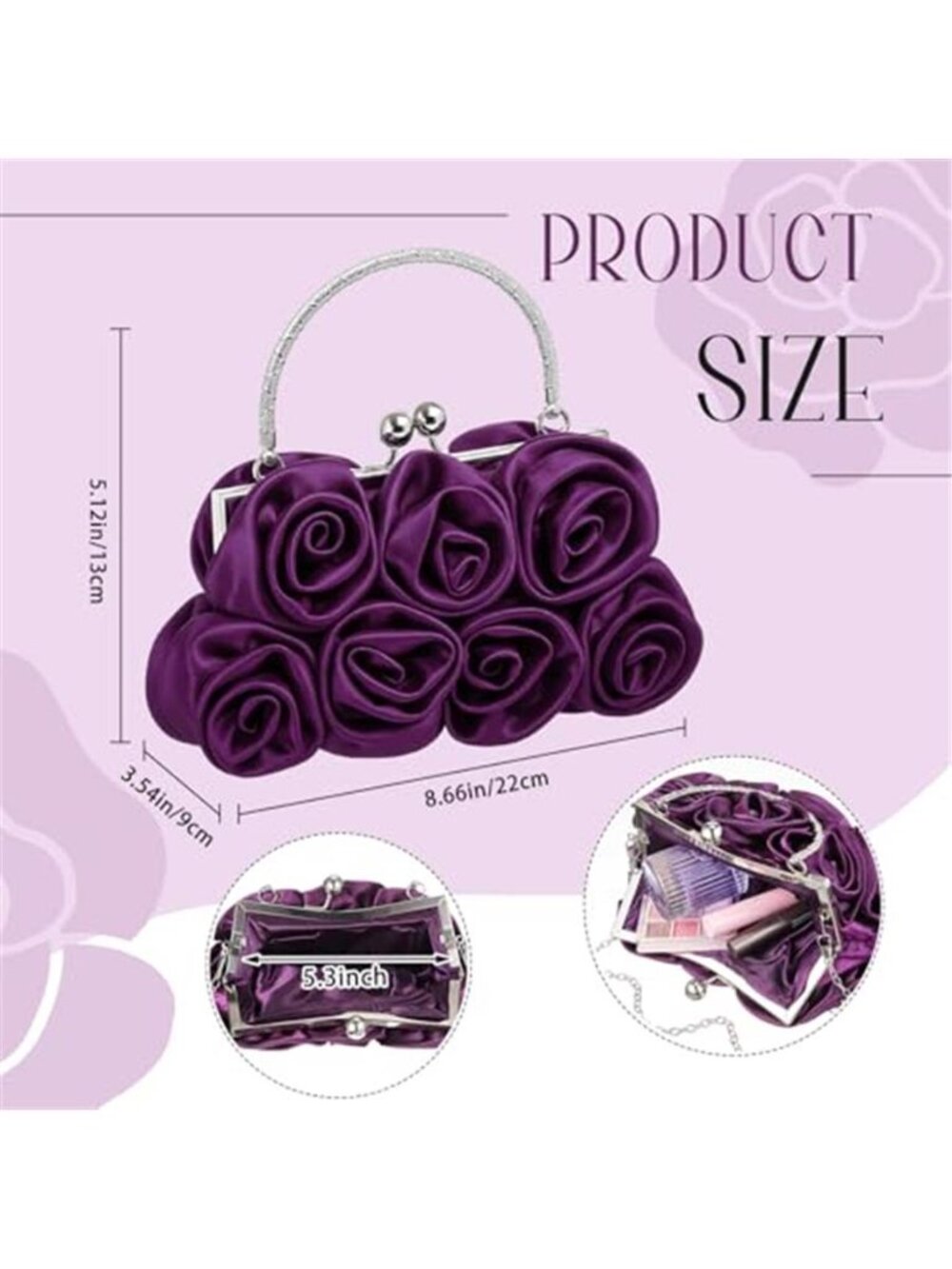 Evening Clutch - Small Floral Purse - Picture 3 of 4